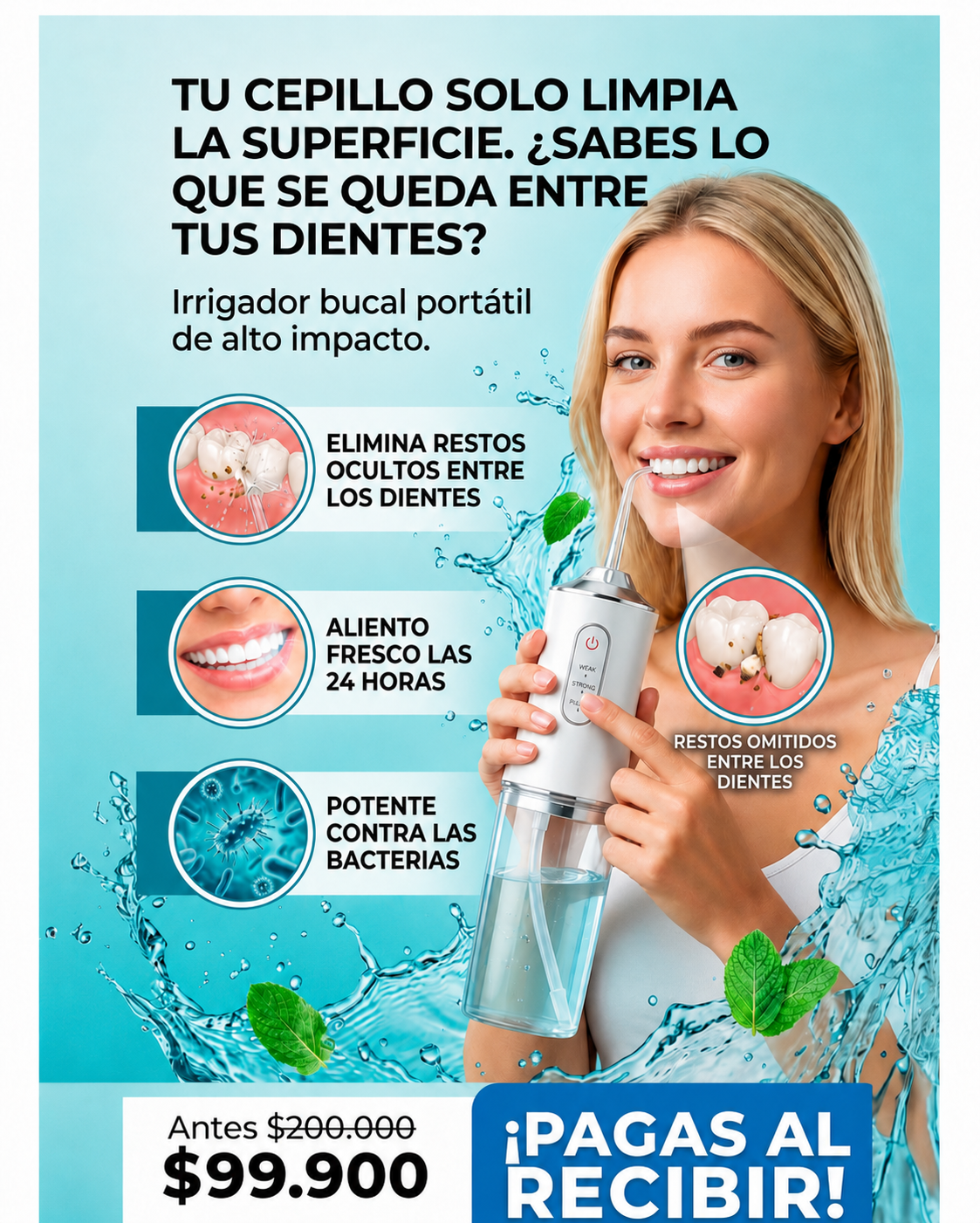 Irrigador bucal diseñado premium + cepillo eléctrico premium cuidado diario